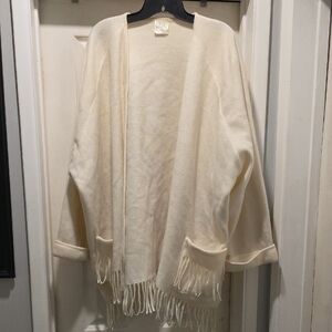 Studio Cream Women's Poncho with Fringe